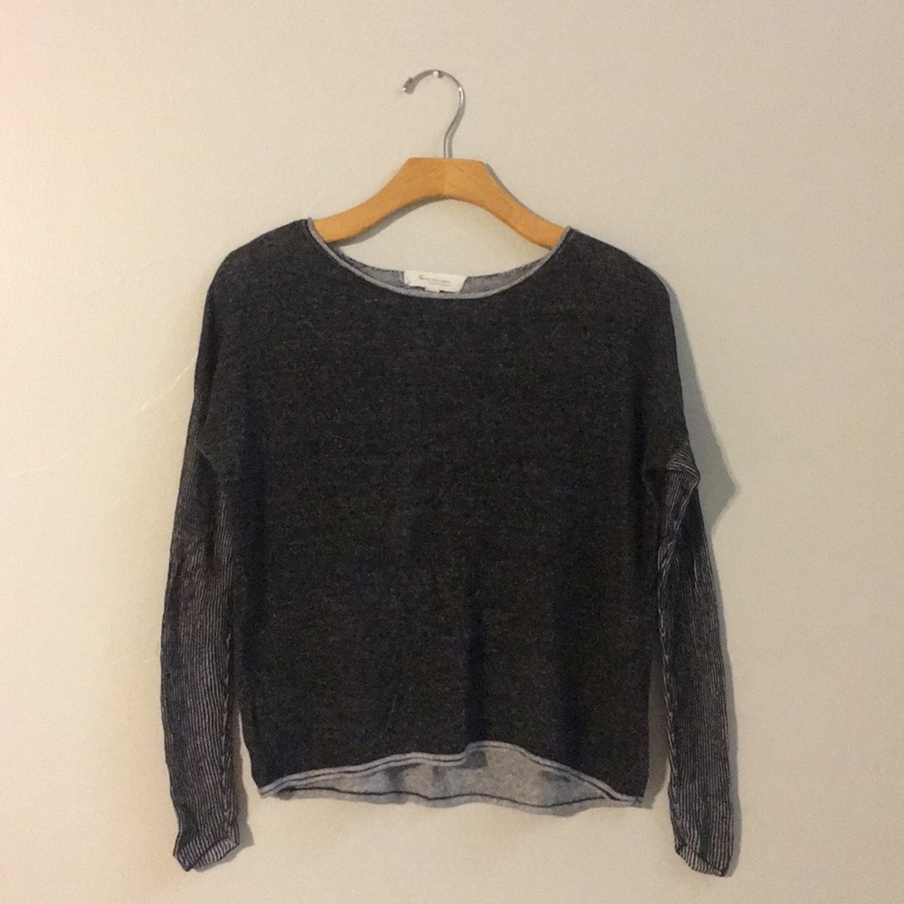 Vince Camuto soft gray and black sweater